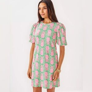 NWT Lilly Pulitzer XS Fauna Green Mercer Dress in Party Like A Pineapple Print